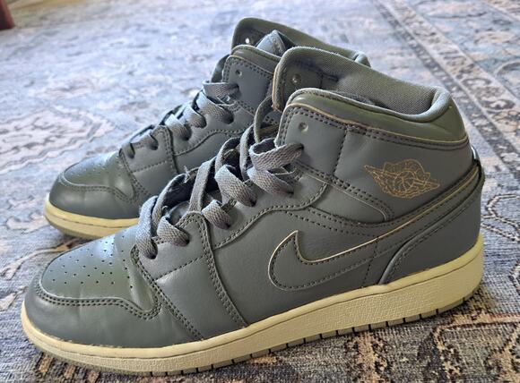 Nike Other - Nike Air Jordan 1 Mid Cool Grey Used Boys Youth Size 5.5 Worn See Pics